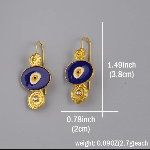 Evil Eye Earrings 14k Gold plated - Picture 6 of 7